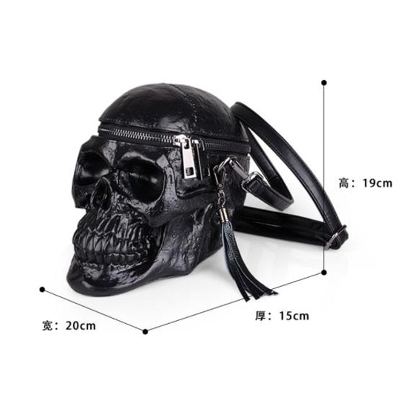 3D Funny Skeleton Head Black Shoulder Crossbones Messenger