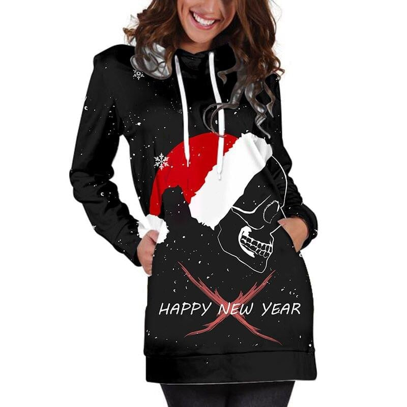 3D Hoodies Women Melted Christmas Skull Full Print Novelty Hoody Sweatshirt