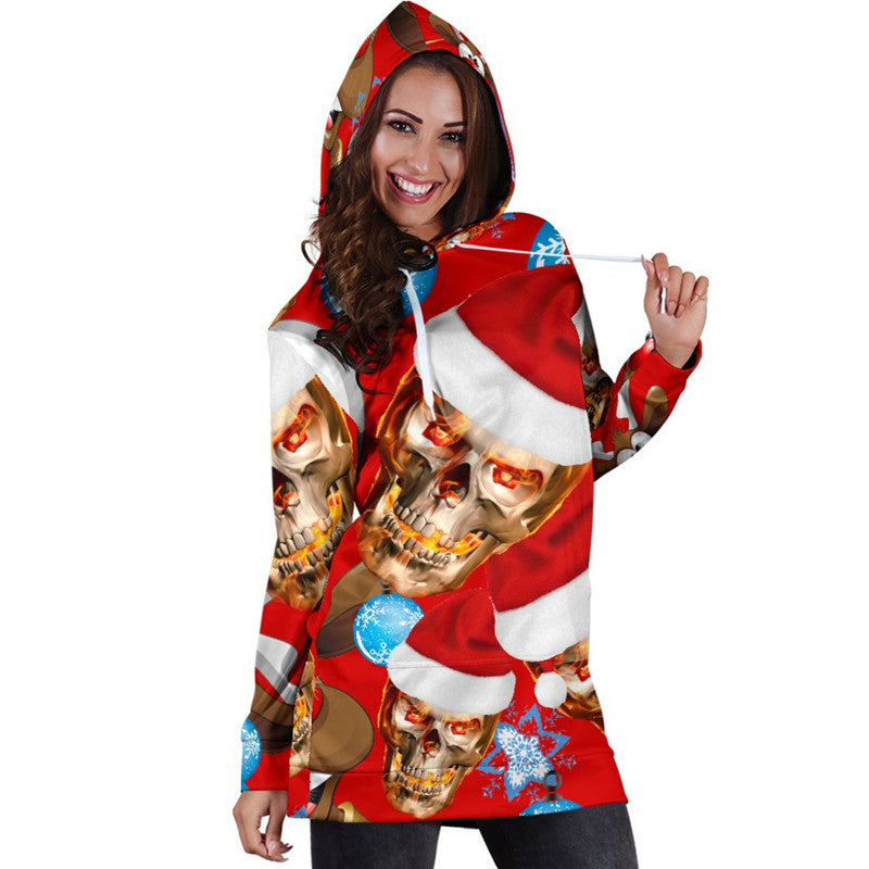 3D Hoodies Women Melted Christmas Skull Full Print Novelty Hoody Sweatshirt