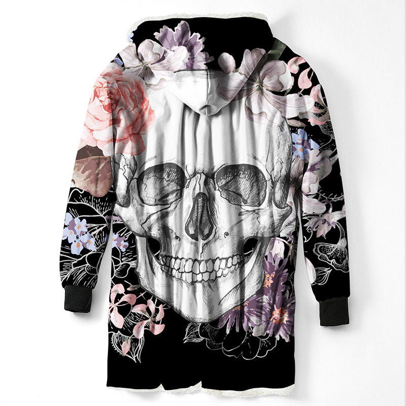 3D Printed Sugar Skull Hooded Blanket Winter Warm