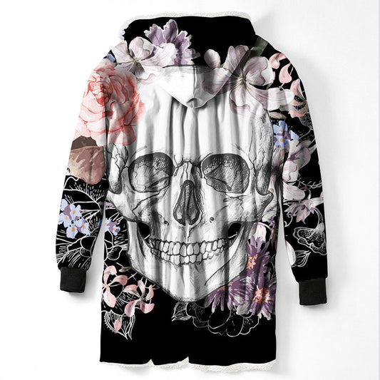 3D Printed Sugar Skull Hooded Blanket Winter Warm