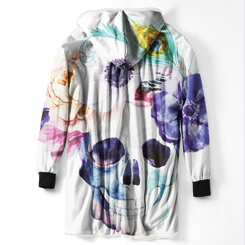 3D Printed Sugar Skull Hooded Blanket Winter Warm