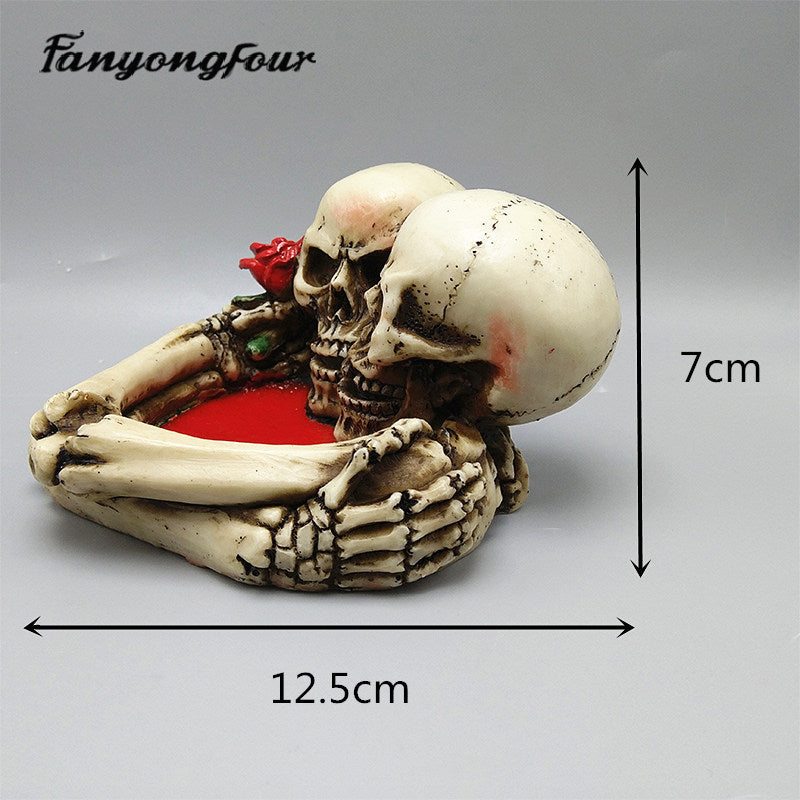 3D skull candlestick silicone mold fondant cake mold