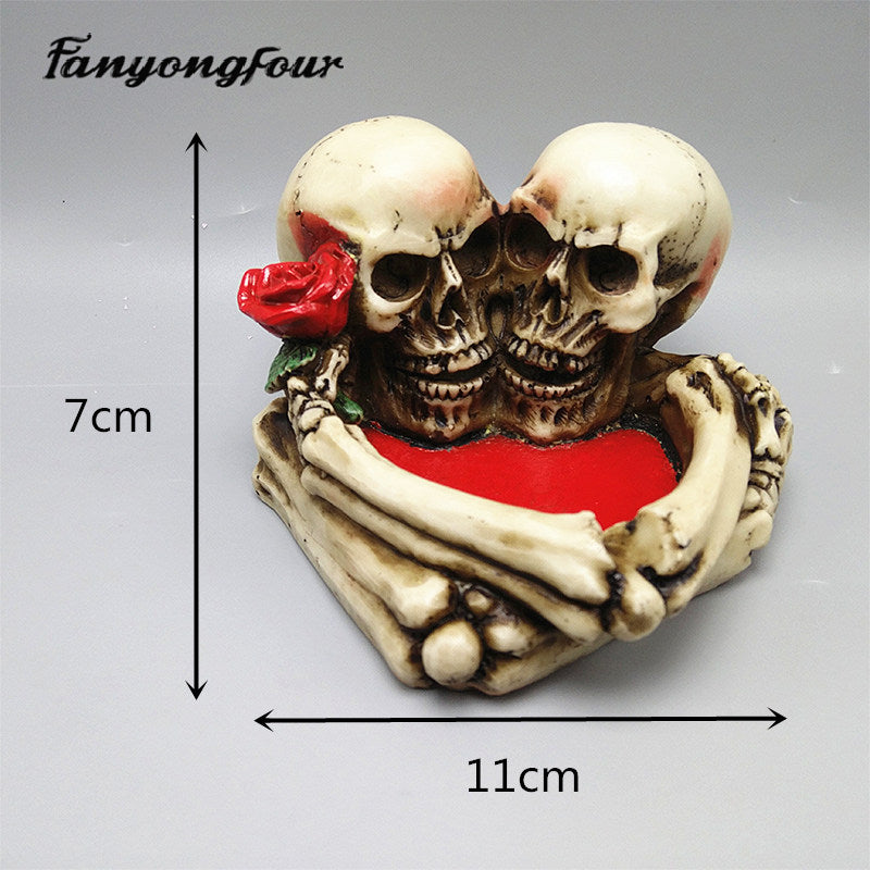 3D skull candlestick silicone mold fondant cake mold