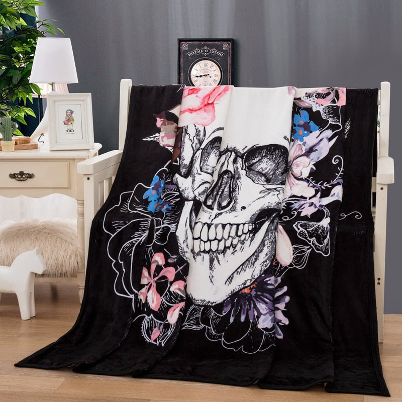 3d Skull Blanket for Beds Thin Quilt Fashionable Bedspread 150x200cm Fleece Throw Blanket