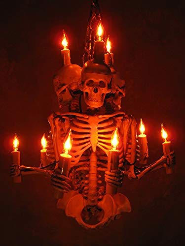 Skeleton Chandelier, Three Harvey Jr. Skeletons Holding Candles