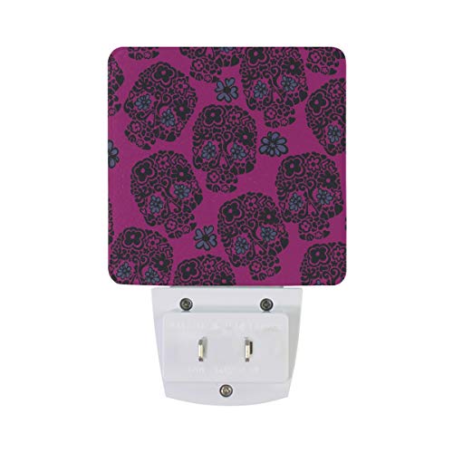 Sugar Skull Flowers LED Night Light with Smart Dusk to Dawn Sensor