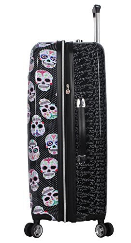 Betsey Johnson Luggage Hardside 3 Piece Set Suitcase With Spinner Wheels (20" 26" 30") (One Size, Skull Party)