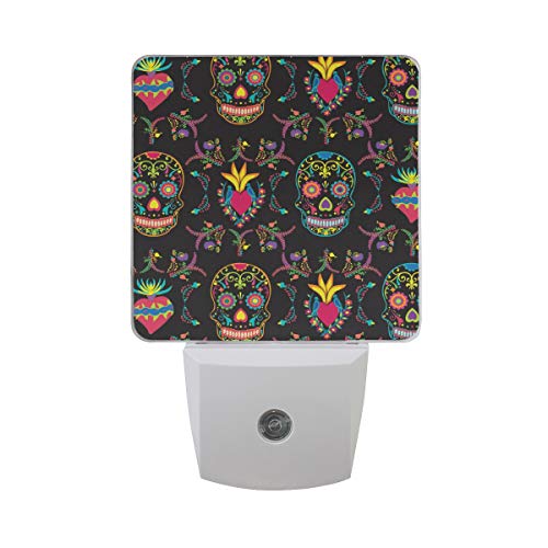 Sugar Skull Flowers LED Night Light with Smart Dusk to Dawn Sensor