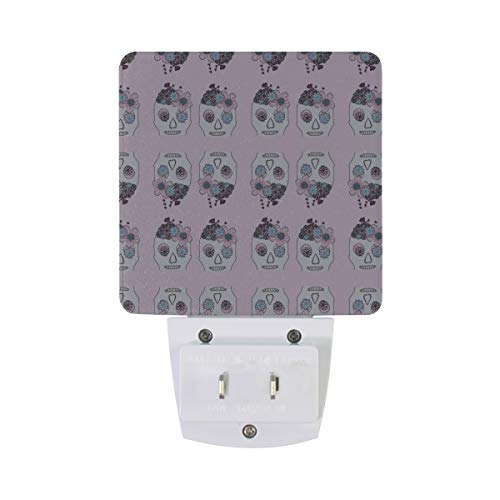 Sugar Skull Flowers LED Night Light with Smart Dusk to Dawn Sensor