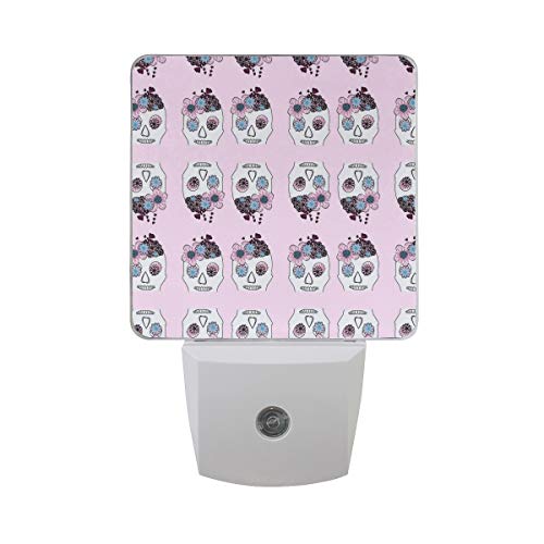 Sugar Skull Flowers LED Night Light with Smart Dusk to Dawn Sensor