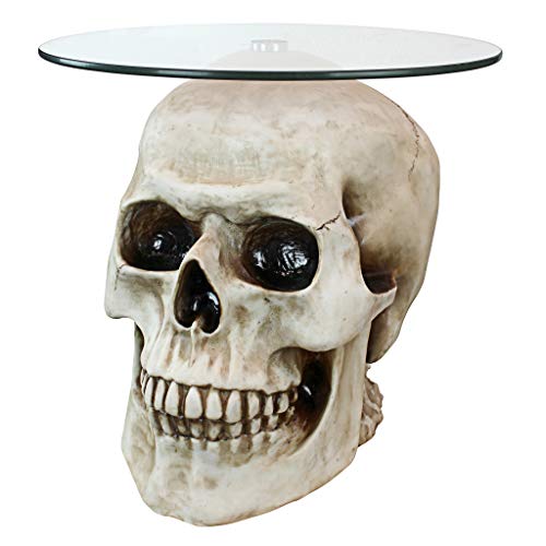 Design Toscano JQ103776 Lost Souls Gothic Skull Glass-Topped Table, Bone