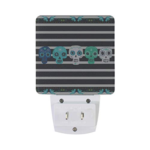Sugar Skull Flowers LED Night Light with Smart Dusk to Dawn Sensor