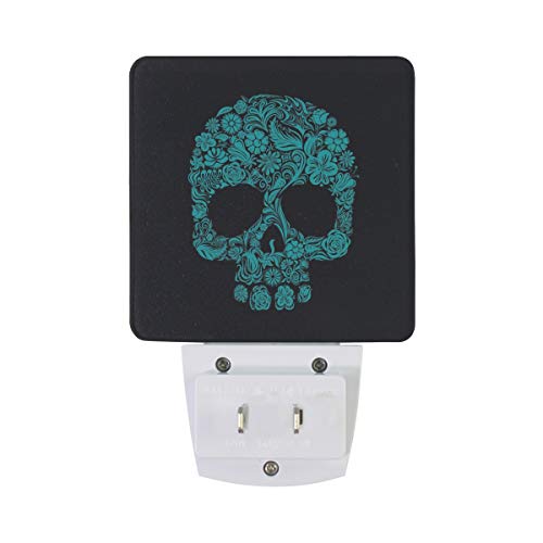 Sugar Skull Flowers LED Night Light with Smart Dusk to Dawn Sensor