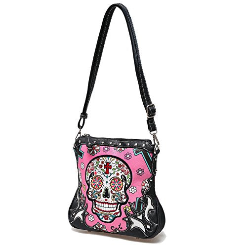 Western Sugar Skull Handbag Girl Crossbody Purse Fashion Single Shoulder Bag