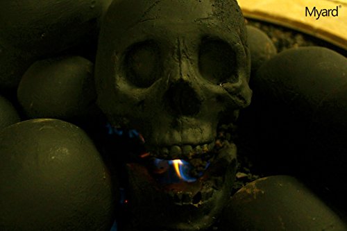 Fireproof Human Fire Pit Skull Gas Log for NG, LP Wood Fireplace, Firepit, Campfire, Halloween Decor, Barbecue (Black, 1pk)