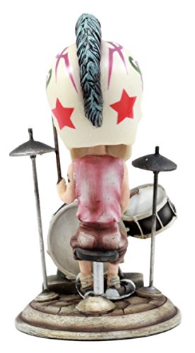 Ebros Gift Day Of The Dead Tattoo Skeleton Rock Drummer Bobblehead Figurine 6.5"L Halloween Statue Decor