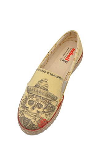 Women Shoes Sugar Skull Design Beige Espadrille Cover Dia de Los Muertos