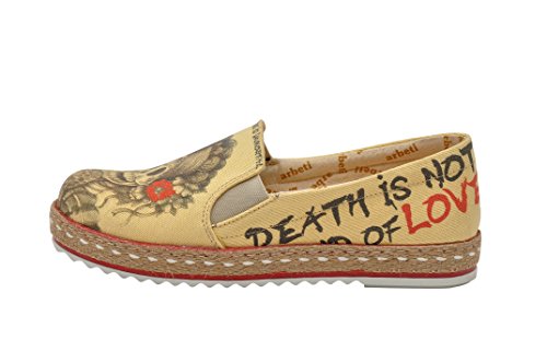 Women Shoes Sugar Skull Design Beige Espadrille Cover Dia de Los Muertos