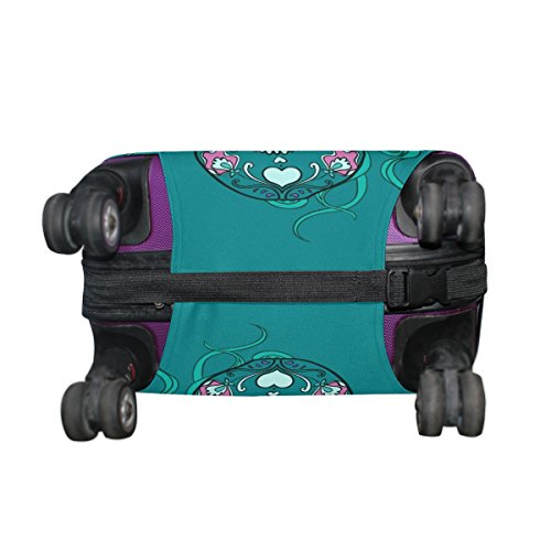 LORVIES Vector Sugar Skull With Ornament Print Travel Luggage Protective Covers Washable Spandex Baggage Suitcase Cover - Fits 18-32 Inch
