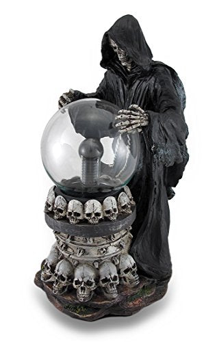 Indoor Figurine Lamps Destroyer Of Worlds Grim Reaper Plasma Crystal Ball Accent Lamp 6.5 X 12 X 6 Inches Black