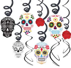 Dia De Los Muertos Day Of The Dead MEGA Halloween Party Pack for 18 with Decorations Includes Plates, Napkins, Cups, a Tablecover, Coasters, 30 Piece Swirl Decorations and an EXCLUSIVE Pin!