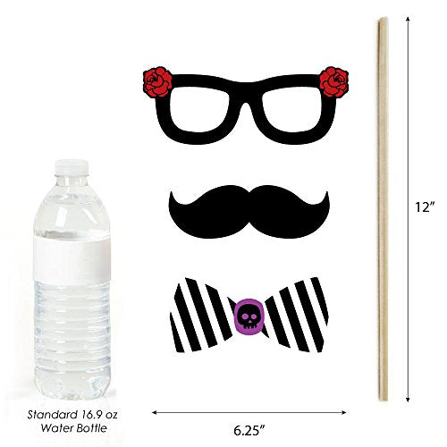 Day of The Dead - Halloween Sugar Skull Photo Booth Props Kit - 20 Count
