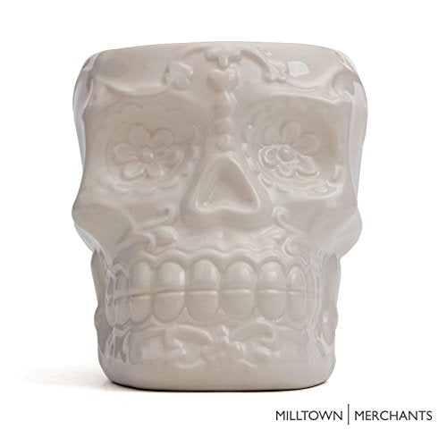 Ceramic Sugar Skull Coffee Mug - White Day of the Dead Coffee Cup Mug