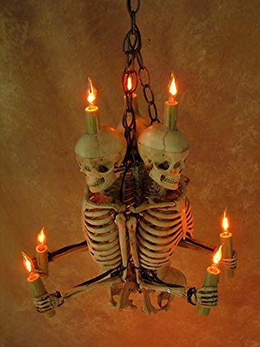 Skeleton Chandelier, Three Harvey Jr. Skeletons Holding Candles