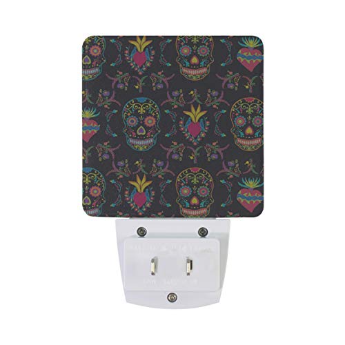 Sugar Skull Flowers LED Night Light with Smart Dusk to Dawn Sensor