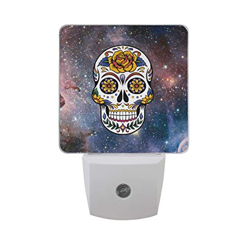 Sugar Skull Flowers LED Night Light with Smart Dusk to Dawn Sensor