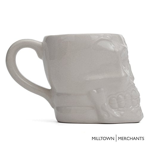 Ceramic Sugar Skull Coffee Mug - White Day of the Dead Coffee Cup Mug