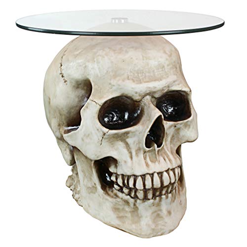 Design Toscano JQ103776 Lost Souls Gothic Skull Glass-Topped Table, Bone