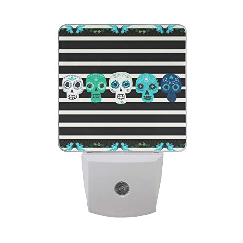 Sugar Skull Flowers LED Night Light with Smart Dusk to Dawn Sensor