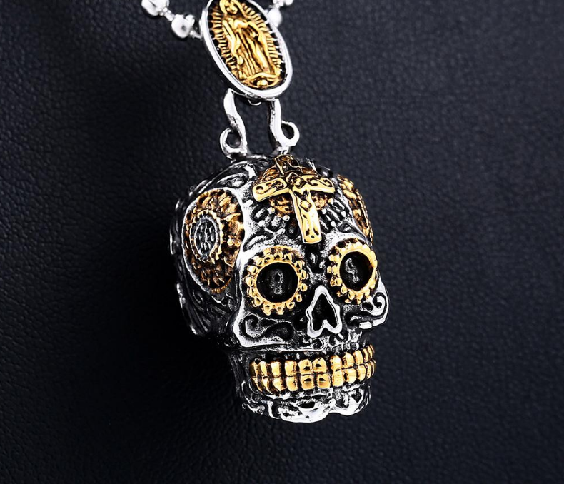 Hip hop skull man necklace steel pendant punk skull men jewelry necklace neccessories