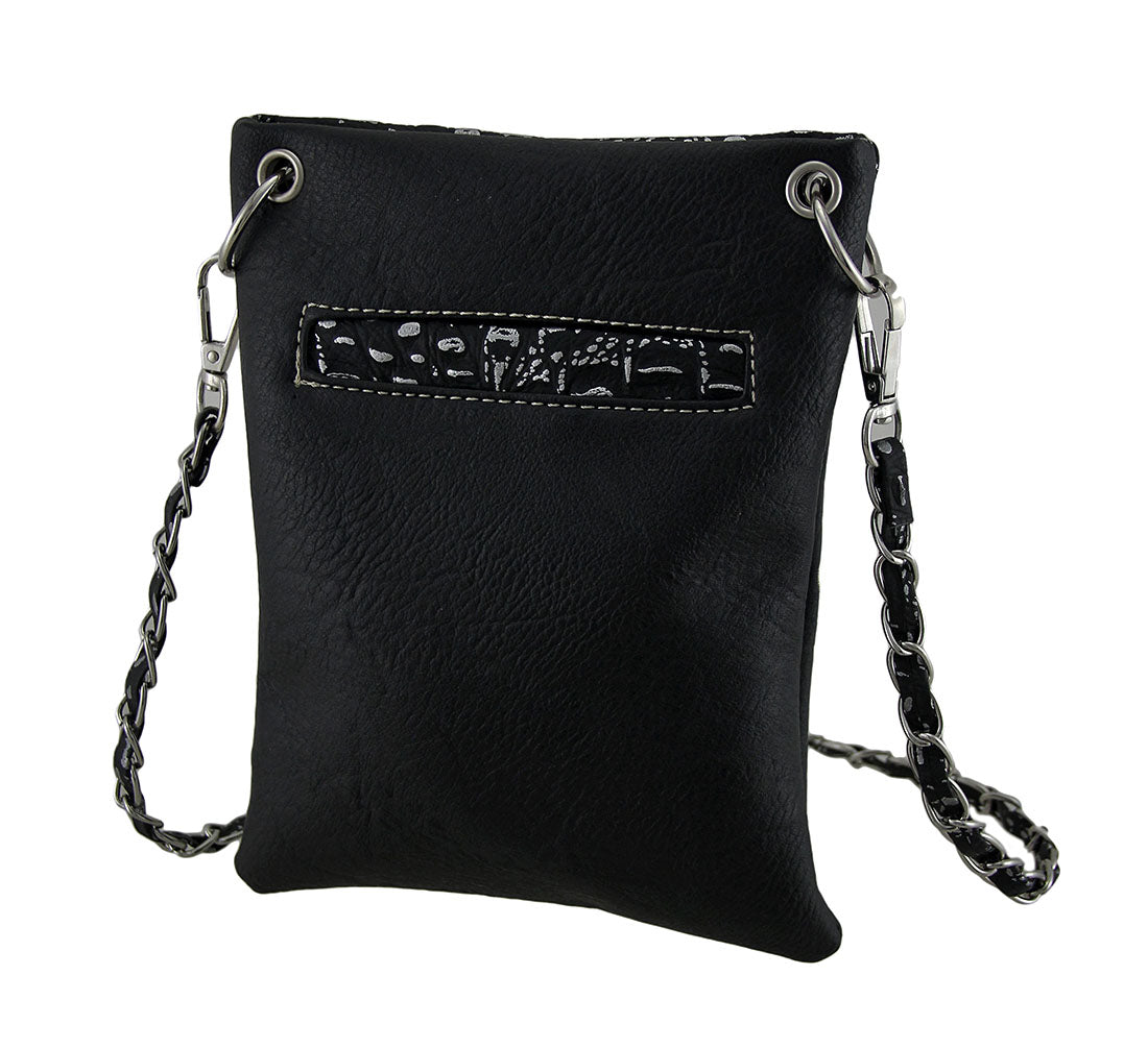 Zeckos Embroidered Sugar Skull Rhinestone Trim Crossbody Purse