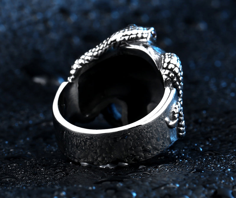 Steel soldier retro style steel ring devil skull punk ring stainless steel high quality men jewelry