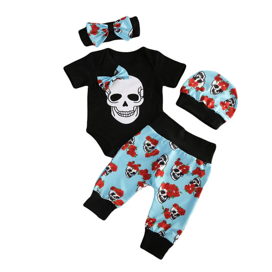 4pcs Newborn Babys Girls Clothes Jumpsuit Romper Bodysuit Long Pants