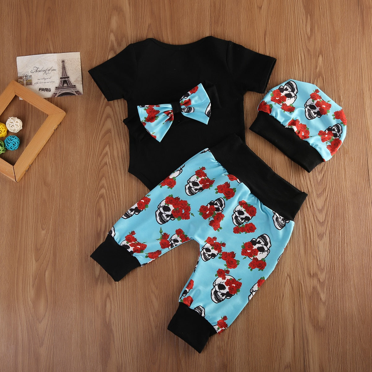 4pcs Newborn Babys Girls Clothes Jumpsuit Romper Bodysuit Long Pants