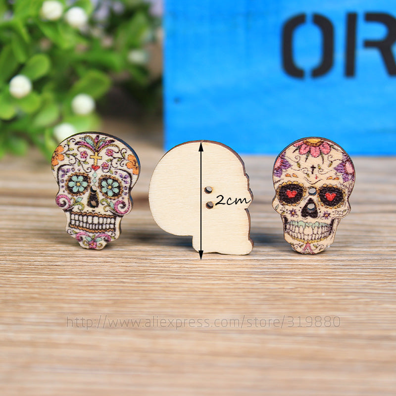 50 pcs Fahion Buttons Wood Sewing Scrapbooking Random color