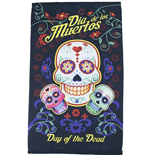 National Concepts Day of The Dead Sugar Skull Kitchen Apron Set - 4 Pieces (1) Unisex Fits Most Apron (1) Kitchen/Tea Towel (1) Pot Holder (1) Oven Mitt
