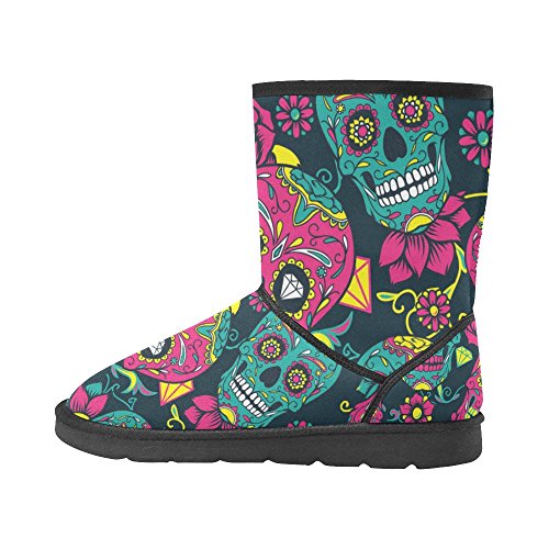 Day of The Dead Colorful Sugar Skull Snow Boots Fashion Shoes