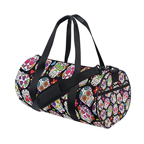Day Of The Dead Sugar Skull Travel Duffle Bag Sports Luggage with Backpack Tote Gym Bag for Man and Women