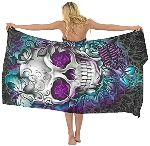 Beach scarf cover up butterfly sugar skull Sarong Wrap Chiffon skirt