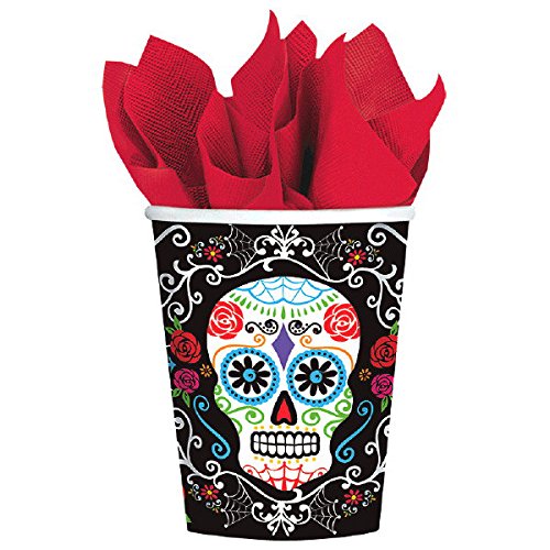 Dia De Los Muertos Day Of The Dead MEGA Halloween Party Pack for 18 with Decorations Includes Plates, Napkins, Cups, a Tablecover, Coasters, 30 Piece Swirl Decorations and an EXCLUSIVE Pin!