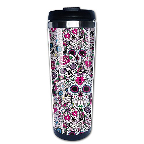 Sugar Skull Pattern Travel Coffee Mug Tea Cup