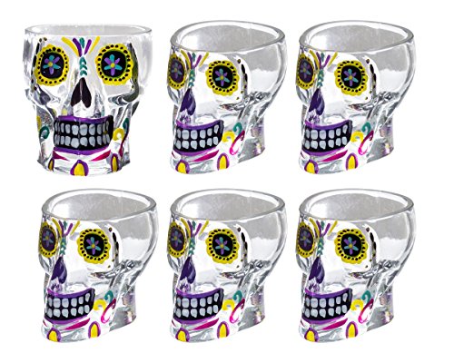 Day Of The Dead Sugar Skull Shot Glass - 6 Pack