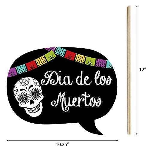 Day of The Dead - Halloween Sugar Skull Photo Booth Props Kit - 20 Count