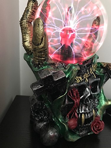 Aibote Magic Skull Head Glass lightning Plasma Ball Touch Sensitive Night Light Lamp