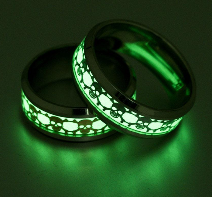 Trendy Punk Style Pirate Skull Glow In The Dark Men Stainless Steel